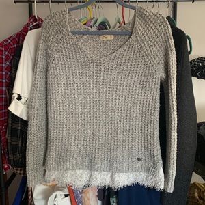 🤍Hollister Gray Waffle Knit Lace Sweater🤍